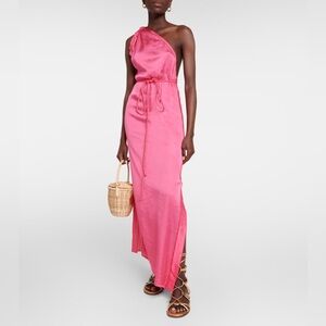 POUPETTE ST BARTH Isabelle one-shoulder satin kaftan S/M